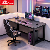 Bureau de jeu haut de gamme en fibre de carbone avec structure métallique et support pour tour d'ordinateur