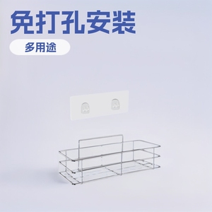 Étagère de rangement pour salle de bain en acier inoxydable, 50x30cm, étagère rectangulaire murale durable en argent pour papier toilette, cosmétiques, épices - Product Image 5