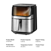 5.5L 6.5L vapeur tendre torréfaction numérique cuisson Air friteuse four verre visuel fenêtre Smart Air friteuse avec fonction vapeur