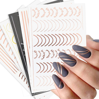 Autocollants d'ongles avec lettres anglaises, étiquettes auto-adhésives en rayures métalliques, Stickers d'art, vente en gros, nouveau Design,