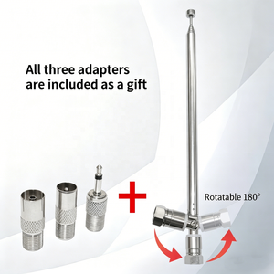 <span class=keywords><strong>Antenne</strong></span> radio FM télescopique en promotion, connecteur mâle F, 15 cm (fermée), 75 cm (ouverte), en acier, 88-108 MHz, 118-136 MHz, pour récepteur AV intérieur/extérieur - Product Image 4