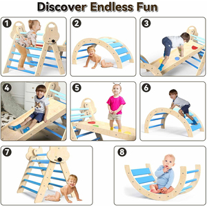Structure d'escalade en bois pour enfants en bas âge, robuste, pour l'intérieur et l'extérieur, aire de jeux jungle pour enfants en intérieur - Product Image 3