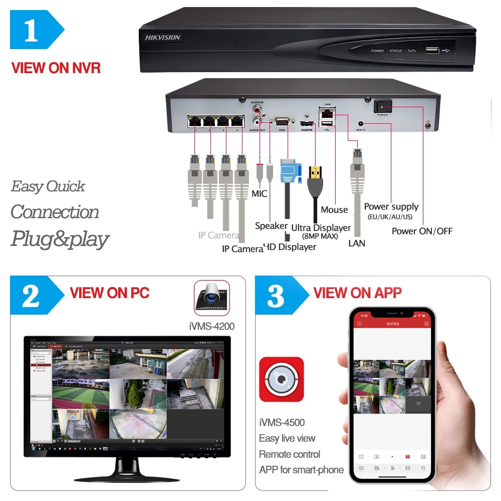 Hik DS-2CD2047G2-LU/SL  4MP POE Built-in Mic H.265+ IP67 ColorVu Fixed Mini Bullet Network Full Color  IP Camera