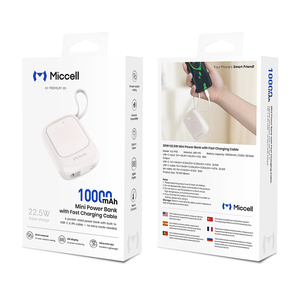 Banco de Energía Miccell de Alta Capacidad al por Mayor, 10000mAh, Banco de Energía de Viaje para iPhones, Cargador Portátil con Cable de Carga - Product Image 1