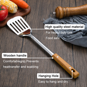 Espátula de Acero Inoxidable, Colador, Cuchara, Cucharón con Mango de Imitación Madera, Utensilios de Cocina con Aislamiento, Juego de 5 Piezas - Product Image 4