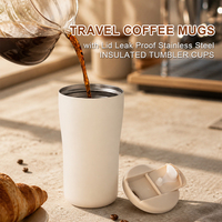 Gobelet isotherme en acier inoxydable de 355 ml avec couvercle rabattable, tasse de voyage anti-fuite pour voiture, ouverture à une main, vente en gros