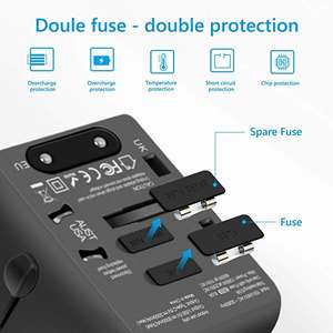 2024 Black Travel Adapter Hot Selling USB C-Typ mit 3-Port-Konvertierungsstecker für UK US Euro AU Andere Steckdosen - Product Image 3