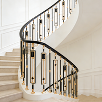 Balustres d'escalier en métal doré et noir de haute qualité, fabrication en usine, garde-corps d'escalier en aluminium pour hôtel, villa, appartement