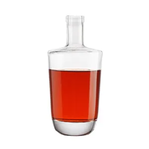 Best Quality 750ml Crystal Round Liquor Container Wine Brandy Cognac Whisky Vodka Tequila Rum Gin Glass Bottles