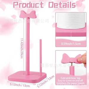 Wooden Storage Rack Pink <b>Bow</b> Organizer Desktop Solid Wood Shelf Cute Design Tissue <b>Holder</b> - Product Image 3