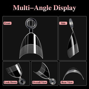 Boîte de 600 faux ongles courts transparents à couverture complète, forme amande carrée, en ABS, à presser, style ciel étoilé, kit de manucure pour doigts - Product Image 4