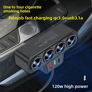 ที่ชาร์จในรถยนต์ 120W OLIVER แบบ Dual-USB + Type-C 12V/24V มัลติฟังก์ชั่น สี่-ใน-หนึ่ง ชาร์จเร็วอัจฉริยะ พร้อมช่องเสียบที่จุดบุหรี่ - Product Image 5