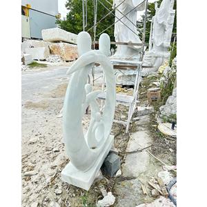 Moderne blanc abstrait Durable 100% naturel monolithique pierre Statue sculpté à la main personnalisé Surface Top 1 an de garantie extérieur nouveau - Product Image 3