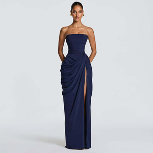 Abito <span class=keywords><strong>Lungo</strong></span> Elegante da Sera per Donna, <span class=keywords><strong>Vestito</strong></span> Aderente <span class=keywords><strong>Nero</strong></span> con Spalle Scoperte, Sexy, Lunghezza Maxi, Plissettato e con <span class=keywords><strong>Spacco</strong></span> - Product Image 4