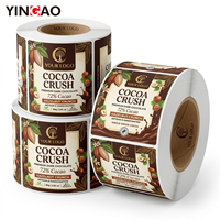 Étiquettes personnalisées en rouleau pour emballage de barres chocolatées, autocollantes, étanches, pour emballages alimentaires, chocolats et bonbons au cacao