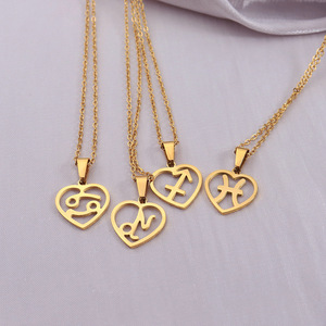 Populaire 12 Zodiac Collier 18K OR En Acier Inoxydable Sans Plomb <span class=keywords><strong>Horoscope</strong></span> Collier Signe Étoile Collier - Product Image 5