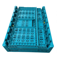 Panier pliable en plastique bleu écologique pour cuisine et garde-manger, avec trous de ventilation, caisse pliable en plastique