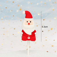 Hiasan Kue Natal Merry Christmas Cake Topper Insert PVS 5-7cm Pohon Natal Santa Claus Manusia Salju Rusa Kutub Ornamen Logo Kustom Dekorasi