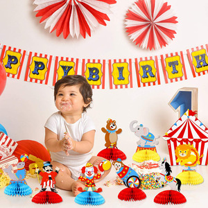 Nicro 9 pièces Animaux Fiesta Carnaval <span class=keywords><strong>Cirque</strong></span> Fête Décorations de table 3D Centres de table en nid d'abeille - Product Image 4