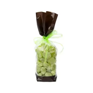Высококачественные большие прозрачные пластиковые шоколадно-коричневые однотонные полоски для виолончели с принтом, сумки для сладостей и печенья