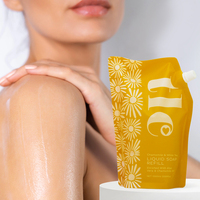 Recharge de savon moussant de bain en vrac liquide de lavage de corps de luxe de marque d'impression personnalisée de 1000ml dans un sac de poche doux au toucher