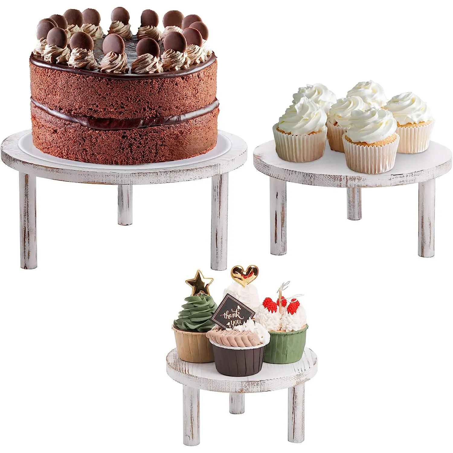 Houten Cupcake Stand Houten Display Tafel Bruidstaart Stand Dessert Display Plaat Lade Rond Houten Taartstandaard