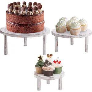 Ahşap Cupcake standı ahşap ekran masa düğün pastası standı tatlı ekran plaka tepsisi yuvarlak ahşap kek standı