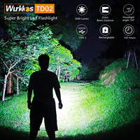 Linterna Táctica LED Wurkkos 2000LM TD02 EDC, Resistente al Agua IP68, Recargable por USB-C, con Batería 18650
