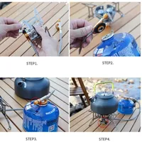 Réchaud de camping portable pliable en alliage d'aluminium, mini réchaud à gaz à trois brûleurs pour tente, randonnée, barbecue, pique-nique, cuisine, ustensiles de cuisson