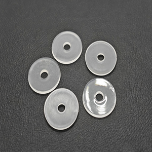 Entretoises rondes plates transparentes en <span class=keywords><strong>plastique</strong></span>, patins d'espacement en <span class=keywords><strong>plastique</strong></span> à trou central pour le renforcement des sangles de sac - Product Image 1