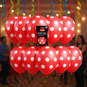 Globos de Fiesta Rojos con Puntos, 12 Piezas, Redondos, de Látex, Decoraciones para Fiestas de Cumpleaños Infantiles, Desechables - Product Image 2