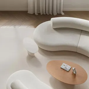 Set sofa berlekuk lucu lembut, set sofa bentuk kacang sudut, set sofa kain Grup Italia modern