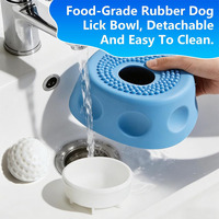 Gamelle anti-glouton en silicone alimentaire pour animaux de compagnie avec boule roulante intégrée, base antidérapante à ventouse, pour chien et chat, pour liquides, bouillon de viande, yaourt