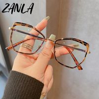 Montures de lunettes de vue de luxe 2026 Red Leopard avec verres transparents anti-lumière bleue pour femmes (myopie)