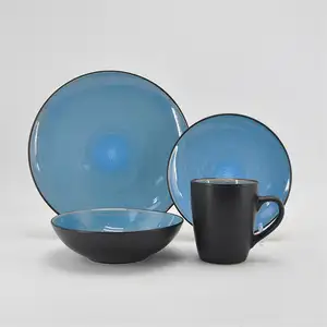 Wholesale price reactive glazed ceramic dinnerware set color glazing ceramic kitchen wares