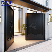 Portail battant de villa et portail extérieur en aluminium moderne pour jardin, avec peinture couleur personnalisée et système électrique automatique