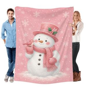 Manta de Franela con Diseño de Muñeco de Nieve, Manta para Siesta, Reversible, Cálida y Acogedora para el Invierno, con Estampado Personalizado - Product Image 3