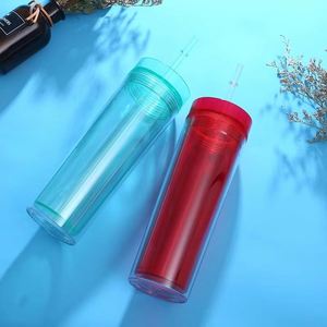 Eco-Friendly BPA Free 16oz Acrylic Double Wall Insulated Tumbler with Lid <b>Straw</b> for Cold <b>Drink</b> Iced Tea - Product Image 6