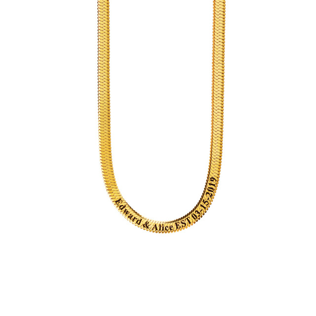 6mm Wider Stainless Steel Herringbone Chain Necklace Gold Plated Snake Chain Name Anniversary Party Jewelry Gift