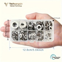 Assortiment de rondelles en acier inoxydable, 100 pièces, M3 M4 M5 M8, types plats, à ressort et de verrouillage, boîte organisée