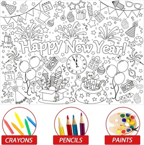 Poster <span class=keywords><strong>de</strong></span> coloriage personnalisé pour le Nouvel An, pages d'activités créatives, bannière, nappe, cadeaux <span class=keywords><strong>de</strong></span> fête pour la famille et les enfants - Product Image 3
