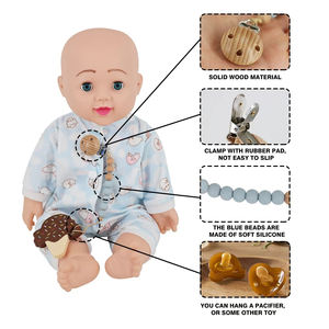 Clip para chupete de dentición <span class=keywords><strong>con</strong></span> <span class=keywords><strong>nombre</strong></span> personalizado, cuentas de silicona ligeras y personalizadas, pinzas para chupete de bebé de madera - Product Image 4