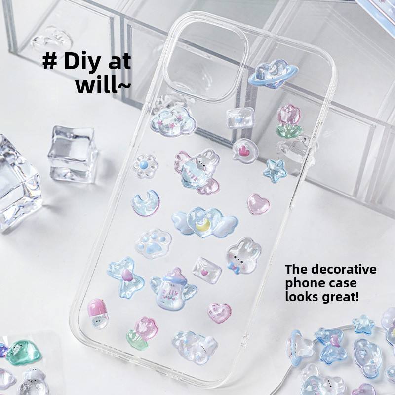 Cute 3D Embossed UV Printed Nail Stickers DIY Decorative Phone Case Journal Stickers for Girls for Promotional Gifts