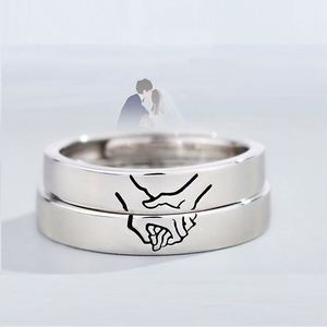 Wholesale Design Holding Hand Couple Jewelry <b>Ring</b> Bands Simple Lettering <b>Rings</b> <b>Set</b> <b>Men</b> Women Lover <b>Ring</b> - Product Image 1