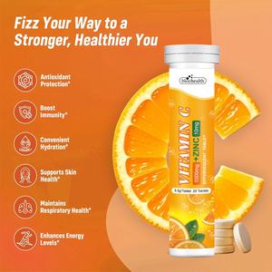 Bağışıklık desteği ve cilt sağlığı için C vitamini ve çinko ile özel etiket şekersiz kollajen % efervesan tabletler - Product Image 3