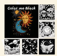 Livre de coloriage Colorme noir et blanc à couverture souple - 24 pages, motif chats et fleurs mignons, pour soulager le stress et la relaxation, imprimé