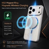 Coque Métallique Brillante Direct Usine avec Anneau N52 Intégré Charge Rapide Édition Blanche pour iPhone Séries 15 16 17 18