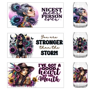 Vente en gros de divers motifs de wraps pour gobelets en verre de 16 oz, wraps pour canettes, motifs de dessins animés, fleurs, animaux, wraps Libbey, transferts pour gobelets - Product Image 3