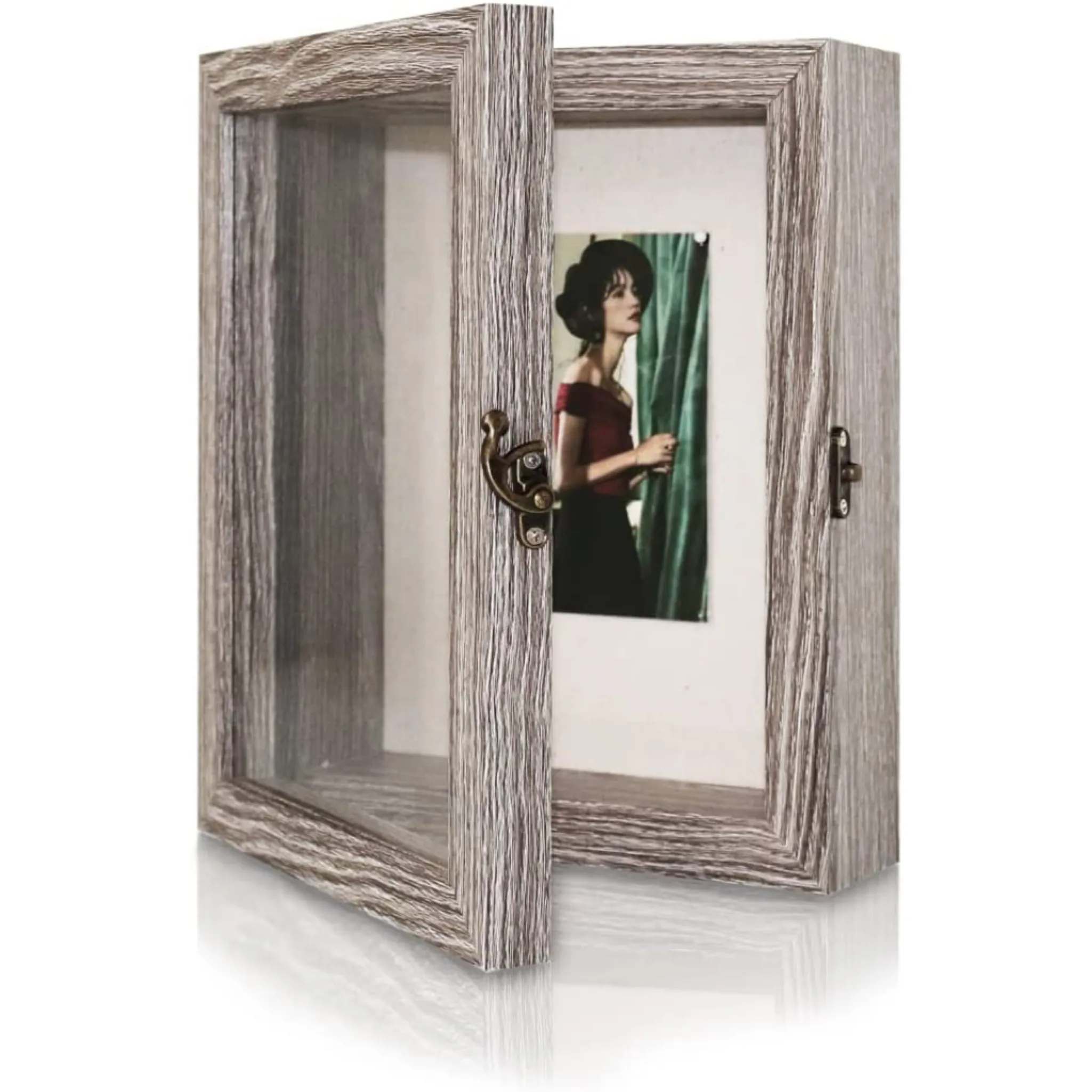 Shadow Box Case Display 8x10, rustikaler Holz speicher Bilderrahmen mit Glasfenster für Andenken und Bilder