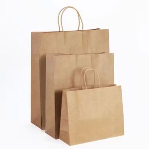 Wholesale Customized Kraft Paper Bags Brown White Recycled Shopping Bag Handle Logo Printed for Food Socks Your Own Logo - Product Image 6